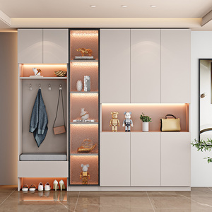 鞋柜家用门口实木入户鞋柜现代简约进门一体玄关柜轻奢定制入门柜