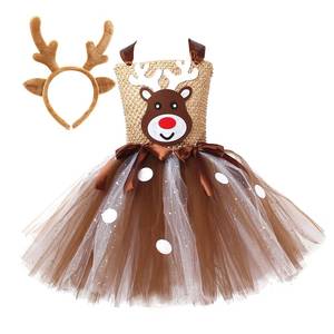 圣诞节小鹿欧美儿童麋鹿表演公主裙女童装饰节日装扮tutu裙演出服