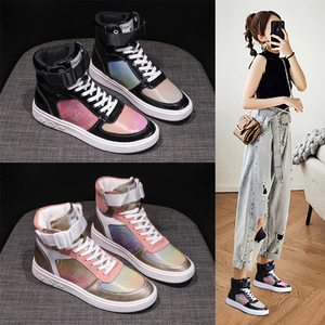 aj高帮鞋女秋季2020新款ins超火帆布鞋平底休闲运动板鞋空军一号