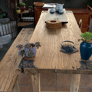 老榆木门板桌茶桌