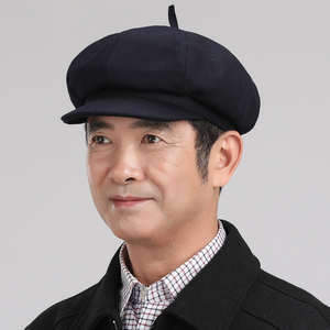 中老年人春夏帽子老人男士秋冬季毛呢八角帽鸭舌帽爷爷爸爸薄款帽