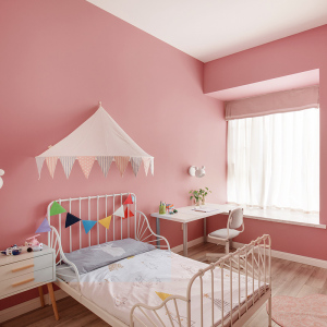 粉色系墙纸 ins风北欧网红少女心公主粉女孩儿童房卧室壁纸粉红色