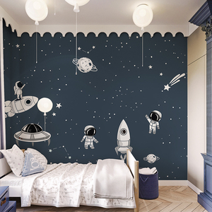 001人付款天猫粉色星空墙纸女生卧室无缝壁布儿童房卡通墙布简约北欧