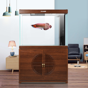rame睿美水云间客厅中小型免换水超白玻璃金鱼缸底部过滤水族箱