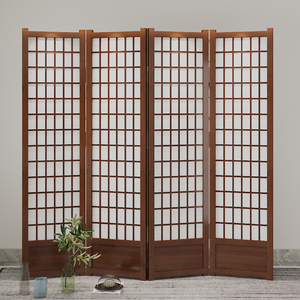 日式屏风隔断客厅中式遮挡折叠移动简约现代布艺纱半透实木折屏