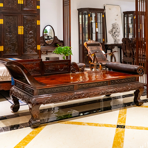 明式苏作红木家具老挝大红酸枝贵妃榻交趾黄檀贵妃椅厂家直销躺椅