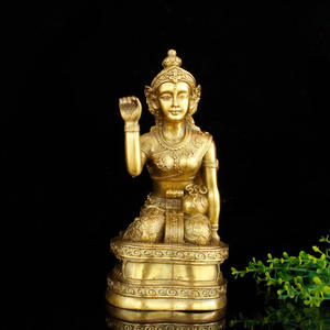 纯铜招手财神摆件泰国招财女神铜像工艺品风水招财居家供奉摆设