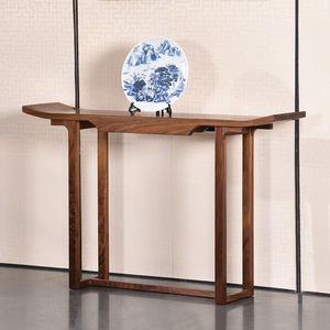 北美黑胡桃实木玄关桌新中式条案翘头案几靠墙供桌简约家用案台