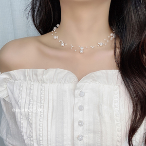 2020年新款纯手工制作不规则珍珠项链多层设计感颈链饰品仙女配饰