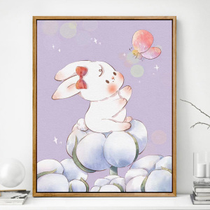 可爱兔子diy数字油画填色手绘涂色手工填充油彩装饰画治愈系丙烯