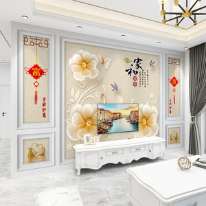 现代简约8d时尚墙布电视背景墙壁纸3d立体凹凸客厅大气5d壁画高档