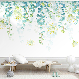 3d立体沙发电视背景墙壁纸2022年新款北欧小清新简约现代手绘画布