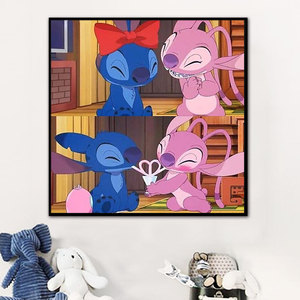 星际宝贝史迪仔 动漫 diy数字油画手绘填色减压装饰画 画画油彩画