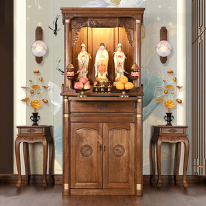 新中式乌金檀木实木佛龛观音神台柜客厅财神柜供台家用佛立柜神龛