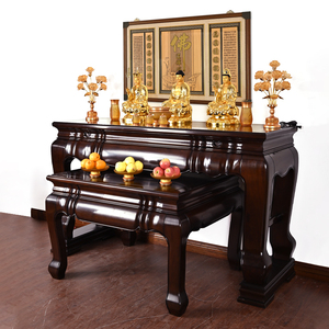 全实木柚木大供桌寺庙奢华供奉农村供佛神台新中式财神柜佛台家用
