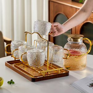 高档玻璃杯套装家用客厅耐热水杯泡茶杯具家庭待客大容量喝水杯子