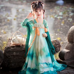 儿童汉服女童秋装连衣裙小童宝宝公主秋季唐装小学生古装女孩裙子