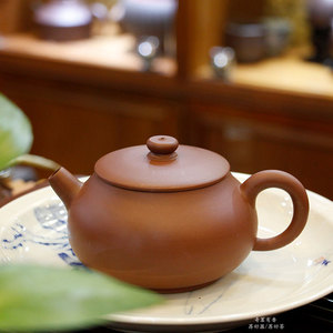 国家工艺美术师尹跃琴宜兴紫砂原矿清水泥扁方壶半手工制作