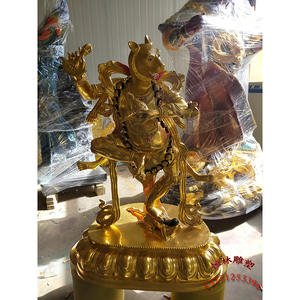 狮面佛母佛像纯铜大型藏传寺庙全铜1米熊面尊者 马面护法密宗佛像