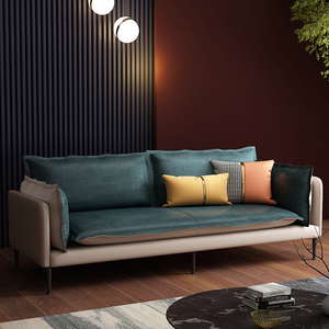 意式轻奢科技布皮艺沙发小户型客厅北欧风格简约三人家具小沙发