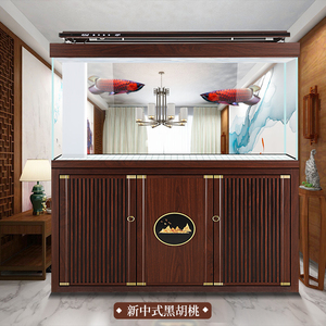 新中式鱼缸客厅中大型家用落地2022新款屏风隔断免换水底滤大鱼缸