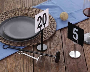 餐牌架餐台卡夹加重桌号牌夹卡号圆圈不锈钢个性酒吧婚宴展示标示