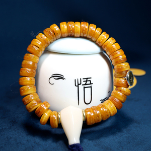 保真老料牦牛骨眉心骨手串文玩牛骨本命佛手链文玩骨头本命年佛珠