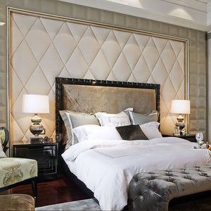 兰宫卧室背景墙软包主卧床头菱形欧式墙面装饰电视背景墙硬包定制