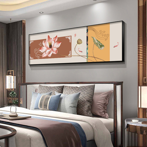 新中式卧室床头装饰画房间水墨风格床头挂画背景墙主卧客厅壁画