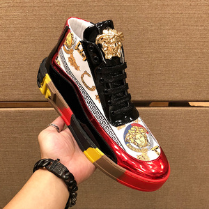 官网旗舰店冬季美杜莎印花高帮鞋男百搭休闲帆布潮男鞋高帮板鞋男