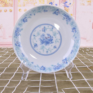 饭店特价陶瓷餐具釉中彩盘子7 8英寸碟子家用深汤菜盘白瓷红杜鹃