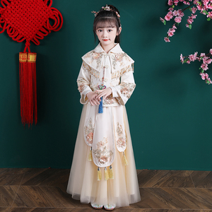女童古装汉服中国风儿童唐装超仙女宝宝拜年服小女孩连衣裙秋冬装