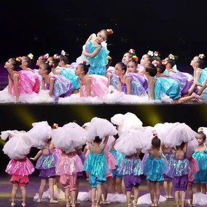 六一童趣创意舞蹈泡泡像云朵道具儿童演出服彩色糖果色群舞表演服
