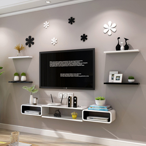 墙上置物架客厅电视背景墙创意格子机顶盒影视墙壁挂墙柜墙面装饰
