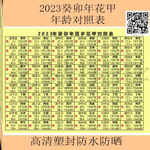 2023年兔年癸卯年花甲纳音表年龄对照表十二生肖五行新版九星照命