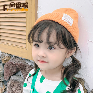 韩国儿童毛线帽子新款保暖宝宝婴幼儿秋冬帽子男女童糖果色针织帽