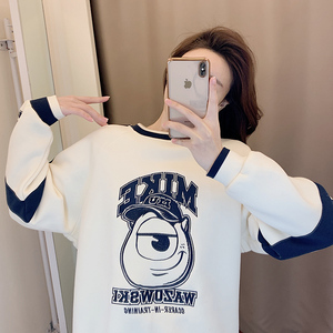 怪兽大学卫衣女潮ins宽松韩版小个子2021春秋薄款大眼仔套头卫衣