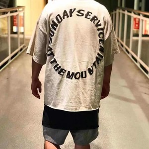 欧美高街kanye侃爷美潮复古字母嘻哈宽松短袖t恤男休闲情侣潮tee