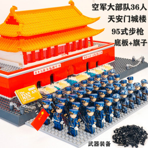特洛伊20淘宝乐高军事人仔拼装积木海军陆军空军仪仗队大阅兵人偶