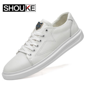 兽客shouke小白鞋男韩版百搭商务休闲鞋简约真皮板鞋男士小码鞋