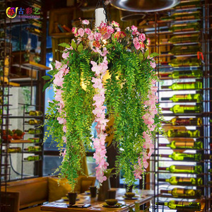 仿真垂柳绿植物吊灯音乐餐厅酒吧台火锅店奶茶店个性创意装饰灯具