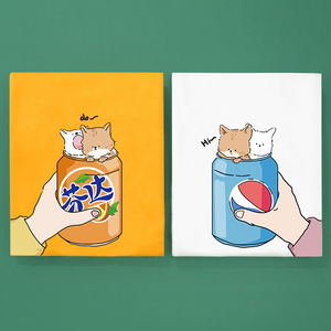 可乐芬达联名短袖t恤女打底衫内搭2021年夏季韩版情侣装春季上衣