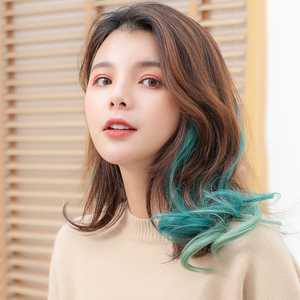 假发片女彩色短发挑染接发片小片式渐变条仿真挂耳染假发片短款