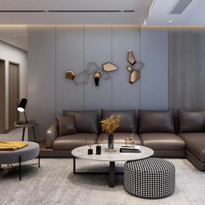 博盛现代轻奢沙发背景墙实木格栅护墙板木饰面软包硬包定制不锈钢