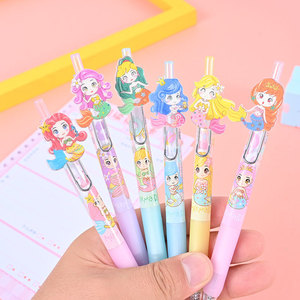 美人鱼中性笔ins高颜值黑色水笔少女心公主卡通可爱签字笔圆珠笔5