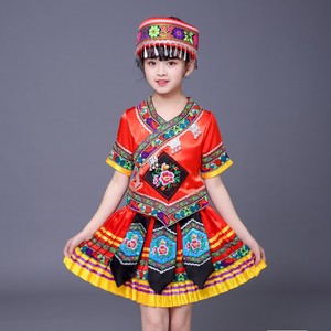 新款2022儿童水族女孩少数民族舞服女童舞台表演服云南舞蹈演出服