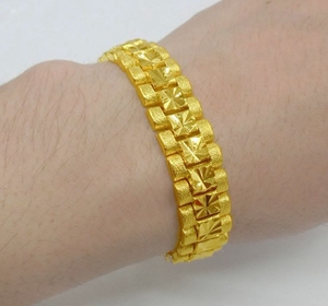 新品官网正品老风祥.新款欧币金饰品霸气男士手链宽镀黄金手表链