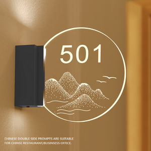 双面发光门牌侧挂led门牌号透明亚克力提示牌酒店餐厅会所标识牌