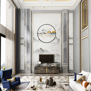 挑空客厅背景墙现代