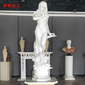 现货大理石欧式汉白玉月亮女神雕像石雕西方人物美女雕像石材摆件